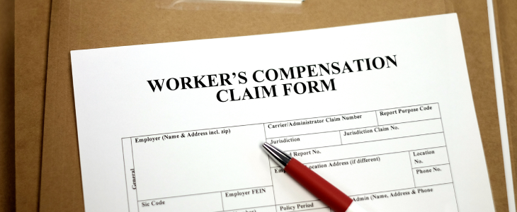 Workers compensation claim form after a workplace accident